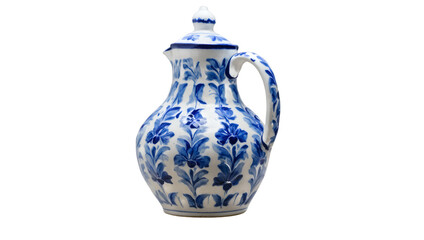 Blue and White Porcelain Vase on White Background