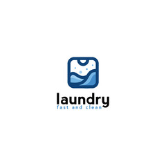 simple laundry logo design, fast and clean washing cloth service business