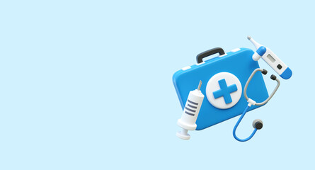 3D Medical equipment illustrtion. Medical pharmacy, 3D Medicine icon, Healthcare template