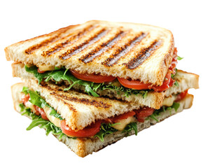 Grilled sandwich preparation kitchen food bright view isolated on transparent background