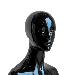 Dynamic black mannequin portrait artistic display modern aesthetic isolated on transparent background