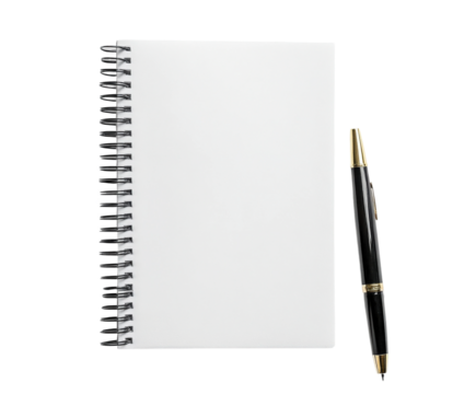 Sketching ideas in a notebook with a pen desk stationery minimalist approach isolated on transparent background