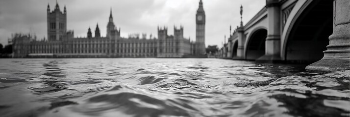 London Houses of Parliament flooded River Thames