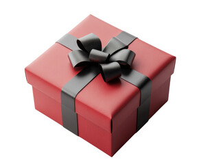 Gift wrapping action with a red present box at home festive atmosphere view isolated on transparent background