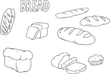Hand drawn bread assortment with 