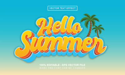 Hello summer poster headline editable text effect