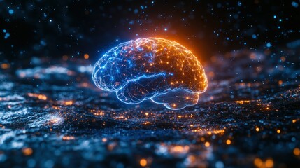 Glowing Brain Neural Network, Data Flow, Abstract, Futuristic, Technology