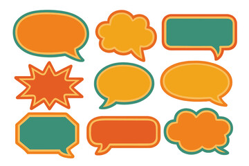 Speech bubbles in various shapes and colors for communication and design purposes