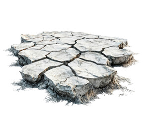 Drought effects on cracked soil agriculture land visual representation dry environment isolated on transparent background