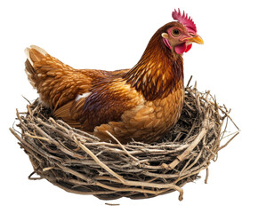 Hatching action chicken nesting in cozy habitat nature domestic life isolated on transparent background