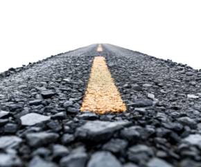 Endless road stretching into horizon asphalt surface travel minimalist view isolated on transparent background