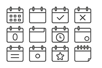 Calendar icons representing various tasks, events, and time management concepts in a minimalist design style