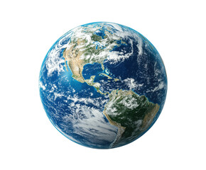 Global view of earth from space nature digital blue planet aerial perspective isolated on transparent background