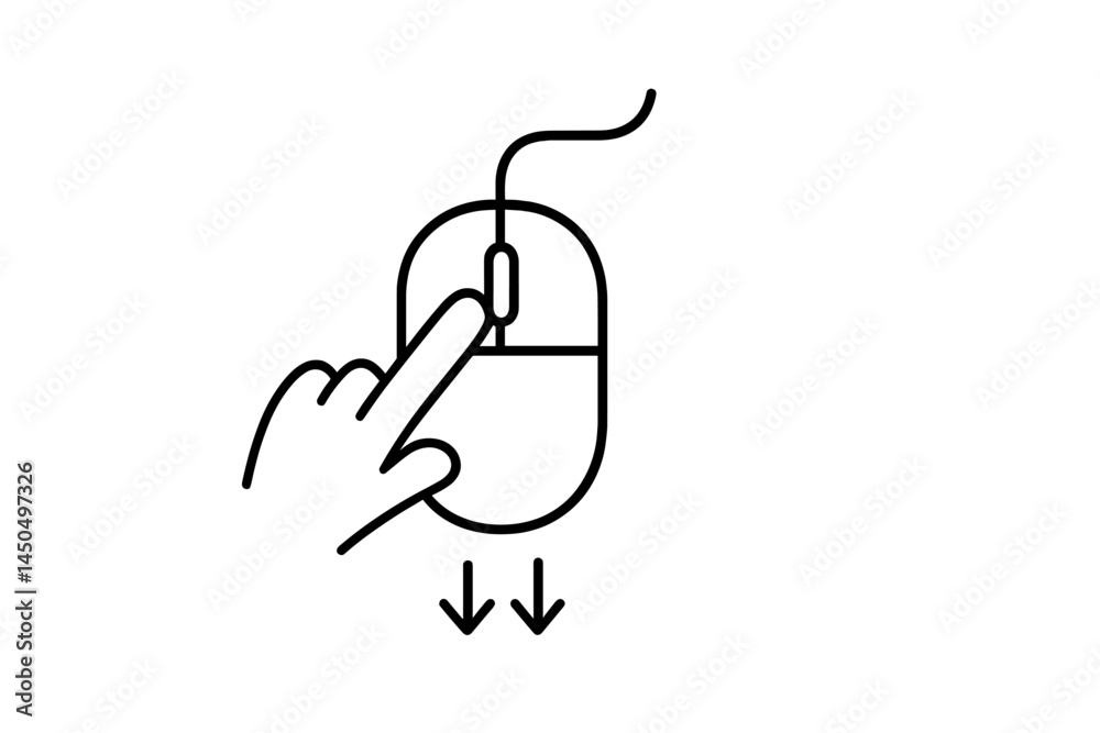 Aufkleber gesture of clicking a computer mouse with a hand in a flat vector illustration for digital interacti