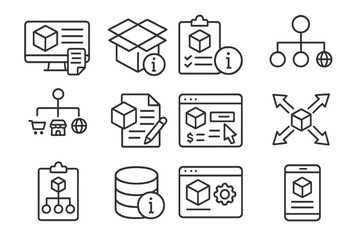 Vector illustration showcasing various aspects of logistics and information management in an organized layout