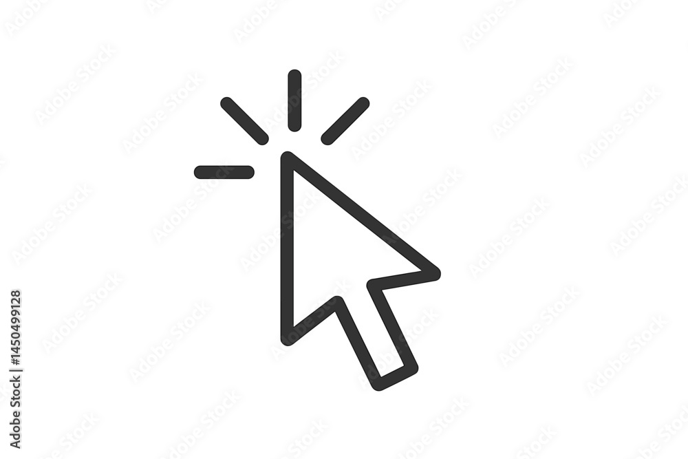 Poster cursor icon illustration depicting a click action on a simple flat design background in a minimalist