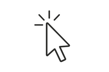 Cursor clicking with rays radiating from the tip, symbolizing action and interaction in digital environments