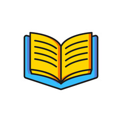 Color Open book icon isolated on white background. Flat filled outline style with shadow. Vector
