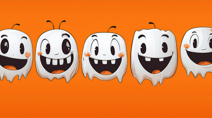 Fototapeta premium cartoon_faces_orange_background,