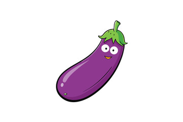 Eggplant Aubergine Vegetable Vector Illustration Isolated on White Background


