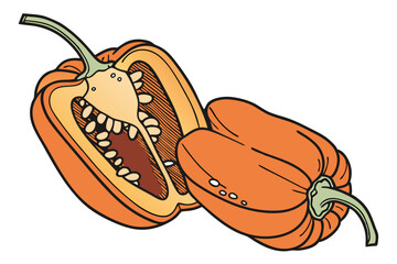 Habanero Pepper Vegetable Vector Illustration Isolated on White Background

