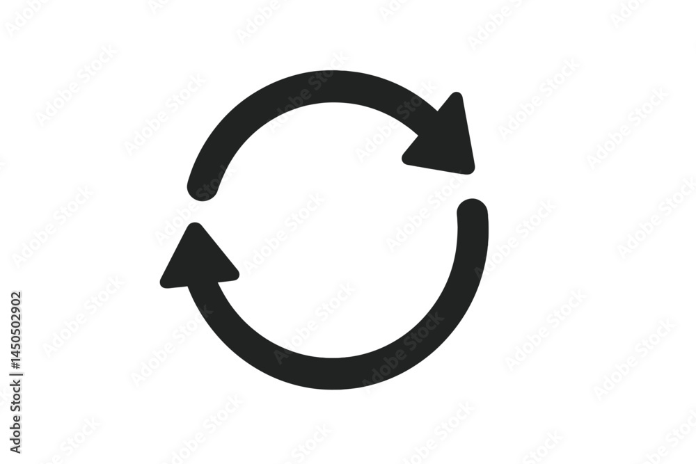 Poster vector illustration of a circular refresh symbol with arrows indicating a repeat cycle for design an