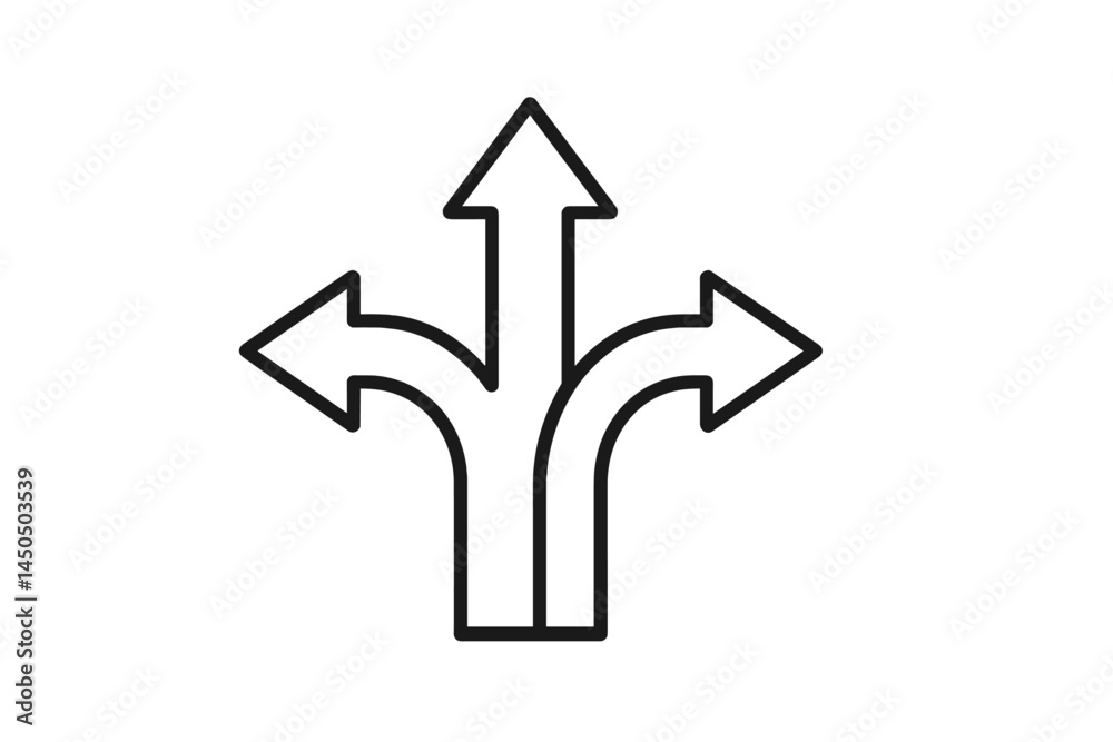 Poster directional arrows indicating choices and pathways in a flat vector design suitable for illustration
