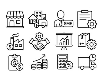 Vector illustration depicting small business activities and economic growth concepts in a modern design