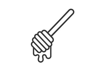 Fototapeta premium Honey dipper dripping honey in a flat vector illustration of a kitchen setting