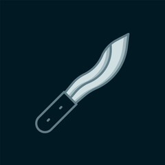 Line Machete or big knife icon isolated on black background. Flat filled outline style with shadow. Vector