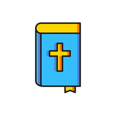Obraz premium Color Holy bible book icon isolated on white background. Flat filled outline style with shadow. Vector