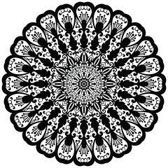 Outline Mandala for Coloring Book Page. Zen flower. relaxing and simple mandala art, yoga, logo design.  
