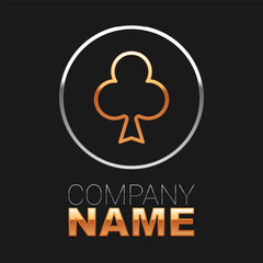 Line Playing card with clubs symbol icon isolated on black background. Casino gambling. Colorful outline concept. Vector