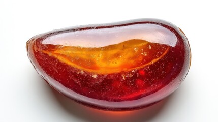 A juicy date fruit with glossy texture, on white background