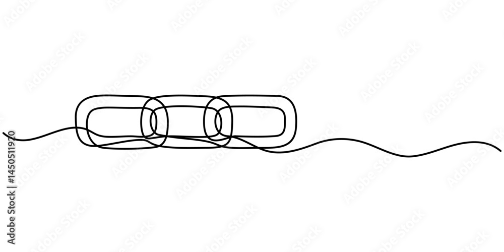 Poster linear background of chain. one continuous line drawing of a chain. vector illustration. chain icon 