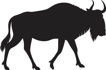 Wildebeest Silhouette Vector | Safari Animal PNG EPS Graphic