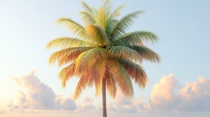 A photorealistic coconut tree with full crown, isolated on white