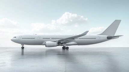 Fototapeta premium A photorealistic modern passenger airplane, side view, white background