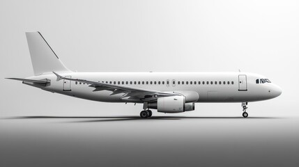 Obraz premium A photorealistic modern passenger airplane, side view, white background