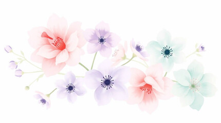 Delicate watercolor flowers in pale pink, lavender, and mint green on a creamy white background, gentle brushstrokes, blurred, whimsical and romantic, evoking a vintage botanical illustration.jpg