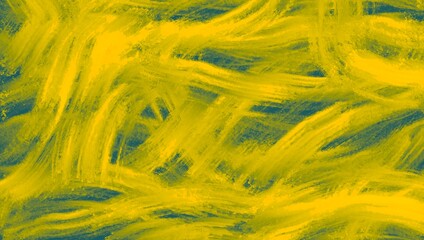 Panoramic abstract yellow background with brushstroke textures, ideal as a backdrop or wallpaper.