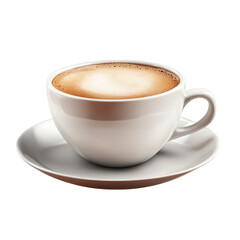 Fototapeta premium Aromatic cappuccino in a white cup against a simple black background image