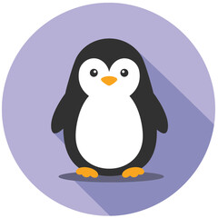 Fototapeta premium Cute penguin icon in flat style.