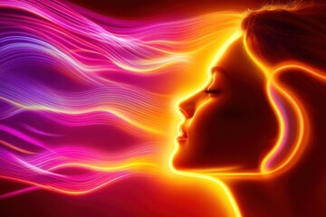 Glowing woman profile