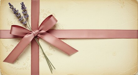 Vintage letter page with ribbon and dried flower overlay