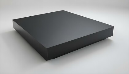 Naklejka premium A sleek black minimalist coffee table sits in a studio, ideal for furniture mockups and presentations.