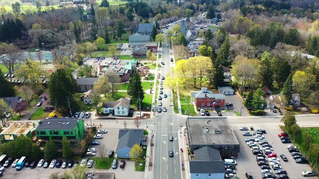 Aerial of Ancaster, Ontario, Canada in early fall 4K