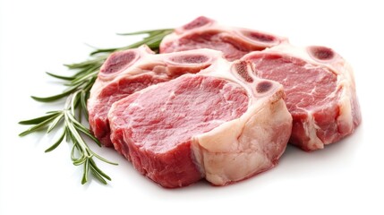 Raw beef rib steaks with rosemary