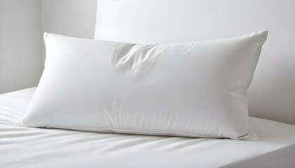 Obraz premium A crisp white pillow rests peacefully on a bed, inviting relaxation and a good night's sleep.