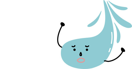 Surprised Water Drop Cartoon Character